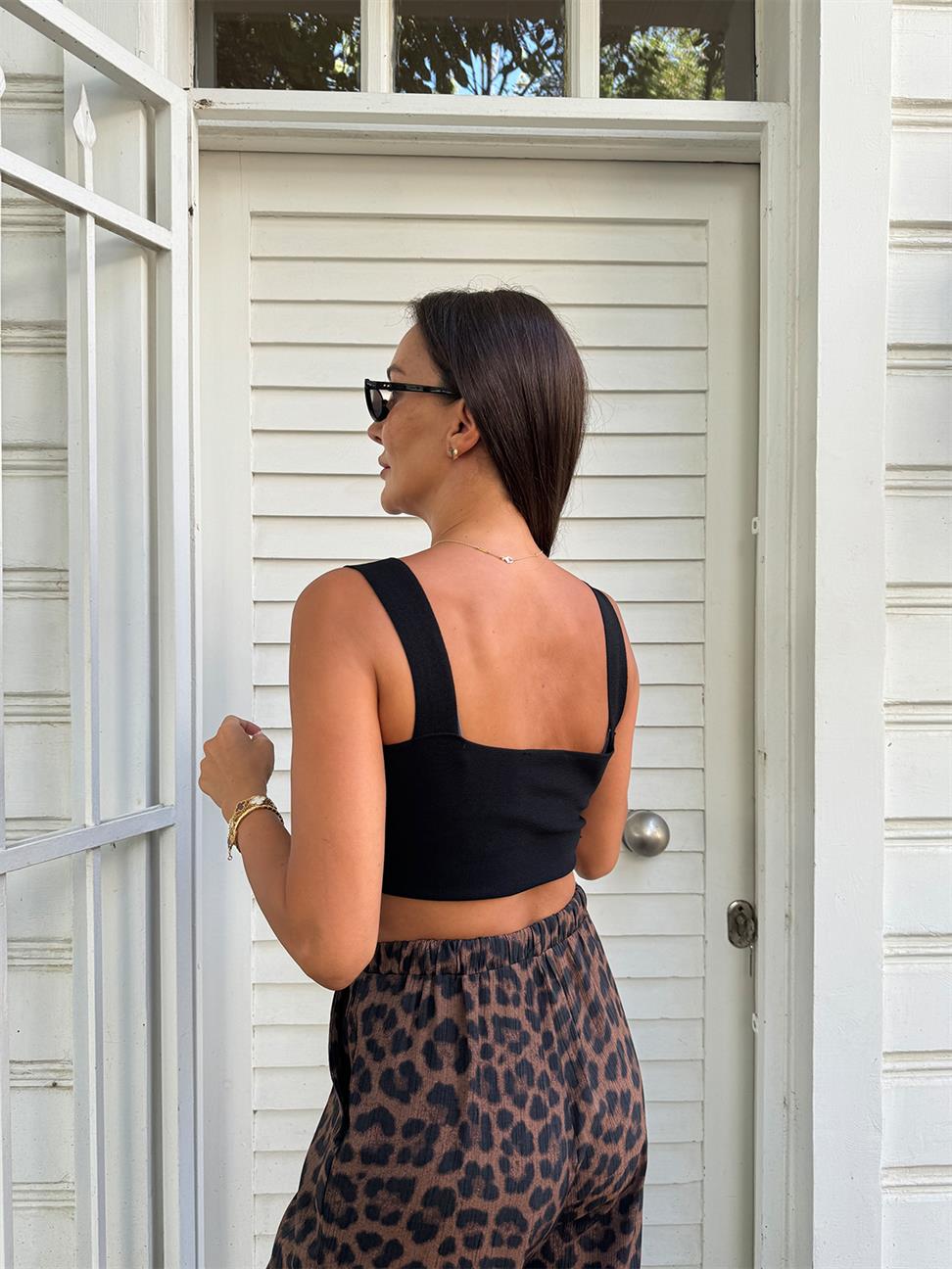 Siyah Kalın Askılı Crop Top