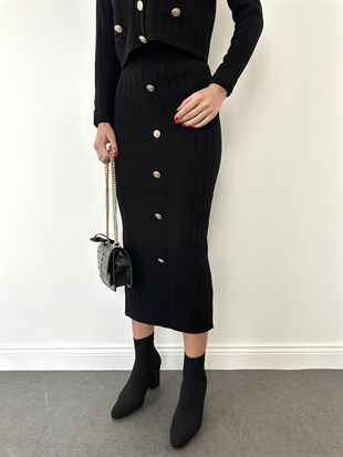 Siyah Kalın Fitilli Etekli  Takım