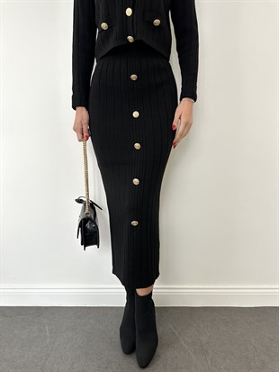 Siyah Kalın Fitilli Etekli  Takım