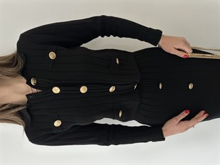 Siyah Kalın Fitilli Etekli  Takım