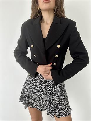 Siyah Kısa Blazer Ceket