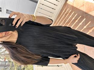 Siyah Kısa Kollu Salaş Kadın Takım