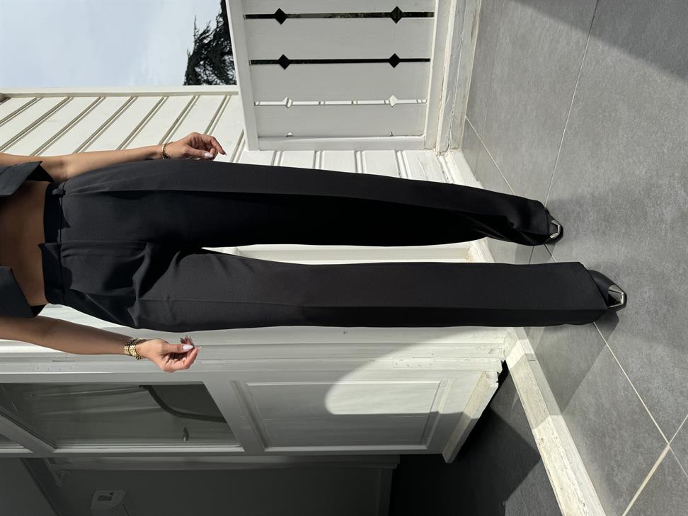 Siyah Kısa Yelekli Palazzo Takım