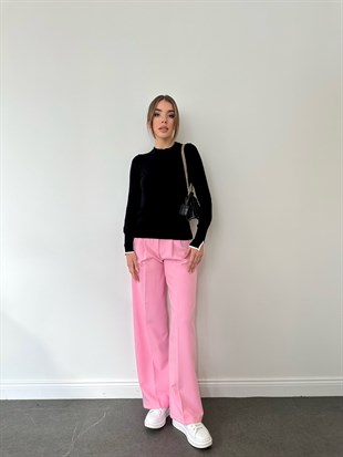 Siyah Kol Yırtmaçlı Basic Triko