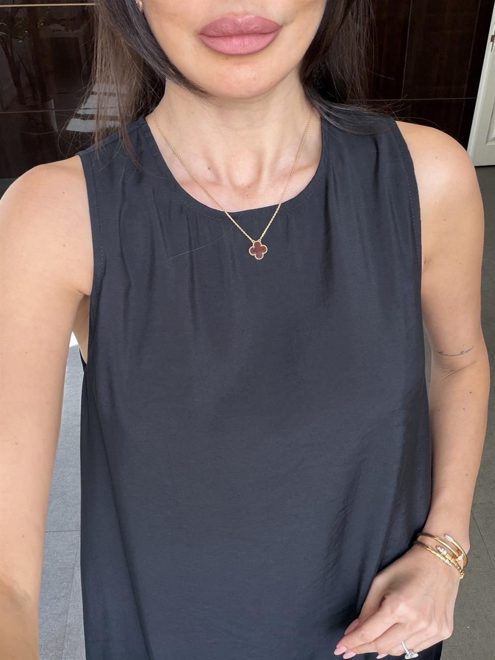 Siyah Kolsuz Uzun Elbise