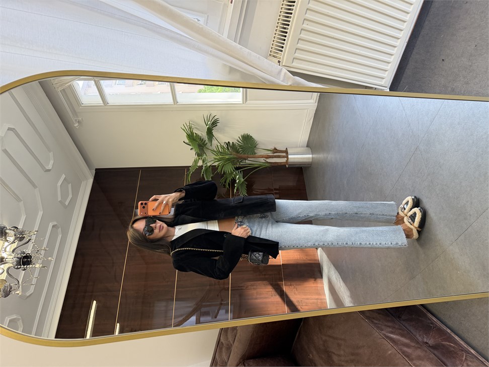 Siyah Kuşaklı Süet Blazer Ceket