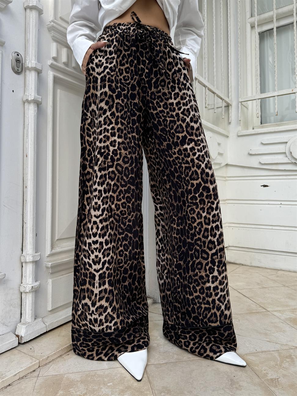 Siyah Leopar Pantolon