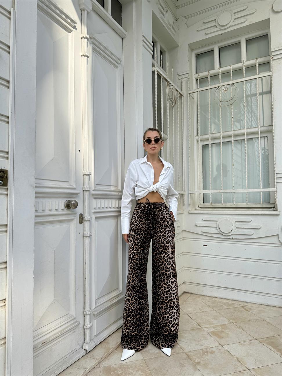 Siyah Leopar Pantolon