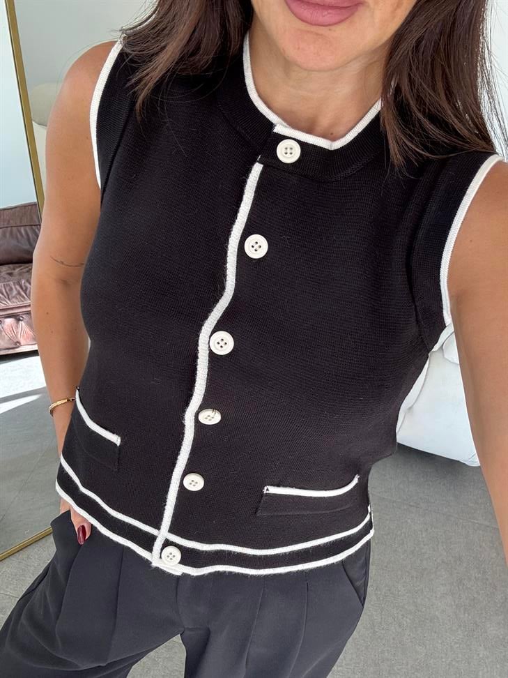 Siyah Milano Cepli Yelek