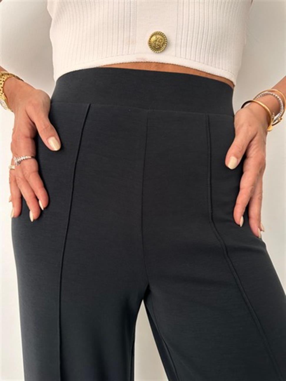 Siyah Modal Önden Dikişli Pantolon