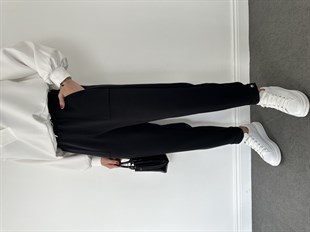 Siyah Paçası Çıtçıtlı Modal Eşofman