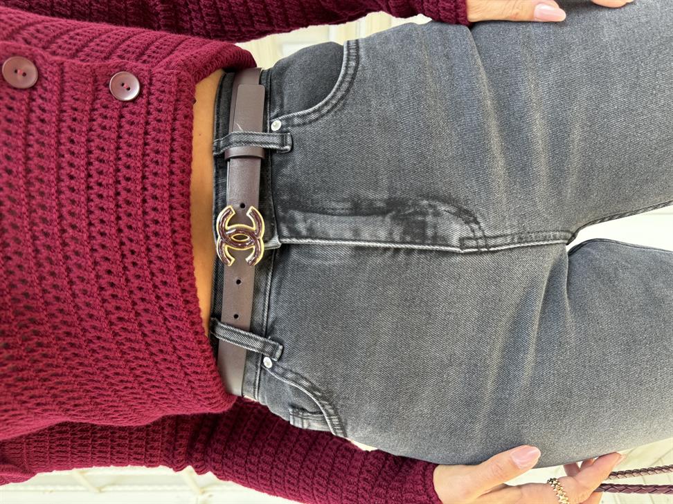 Füme Paçası Dikişsiz Eskitmeli Mom Pantolon