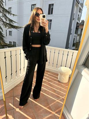 Siyah Pantolon Gömlek İkili Takım