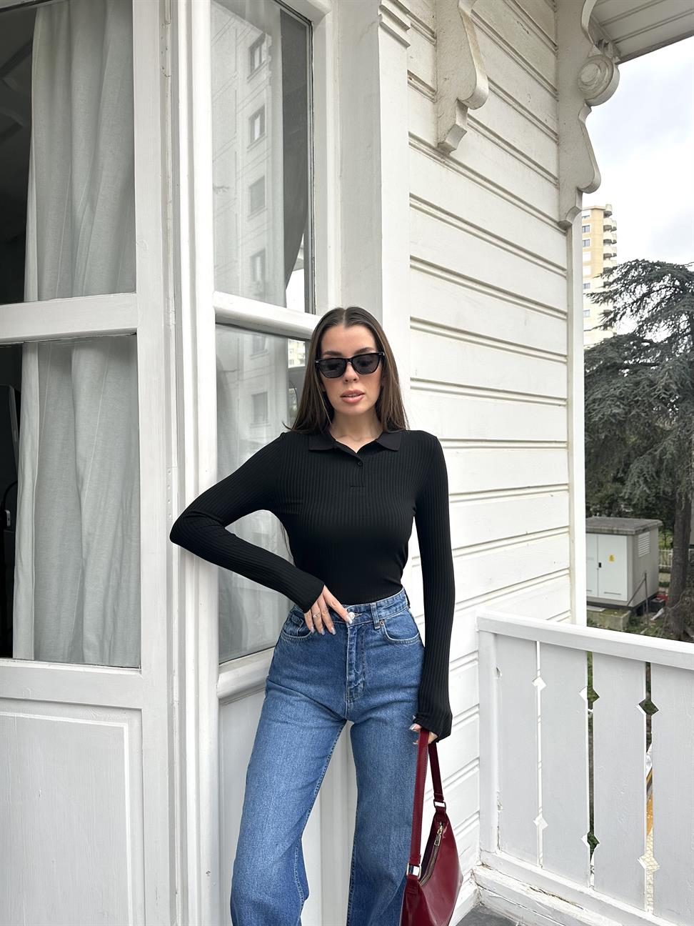 Siyah Polo Yaka Basic Body