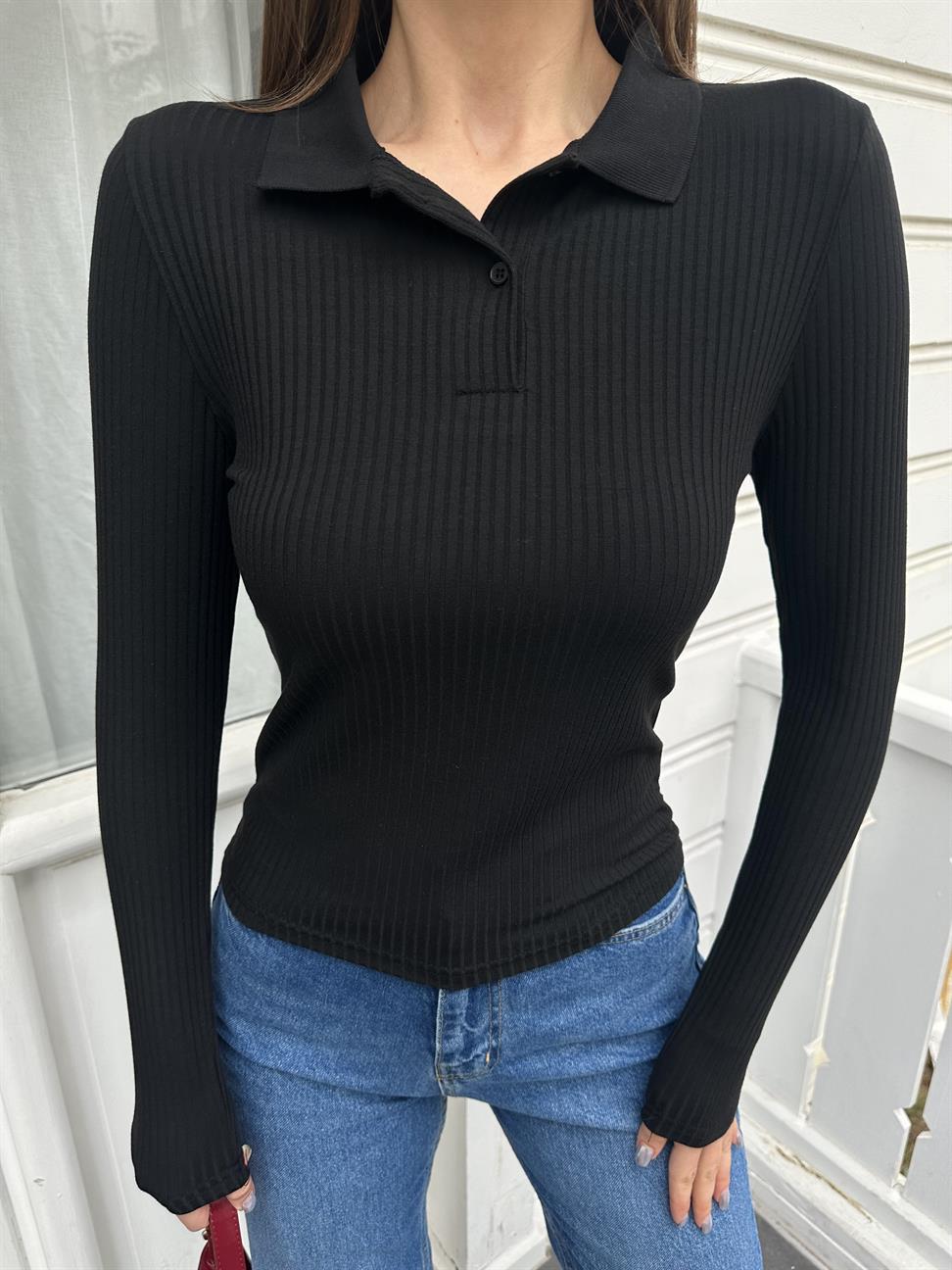 Siyah Polo Yaka Basic Body