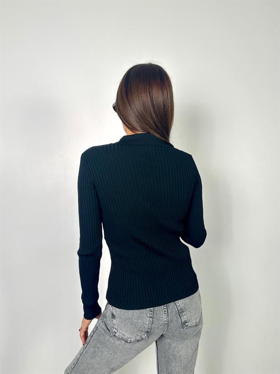 Siyah Polo Yaka Hırka