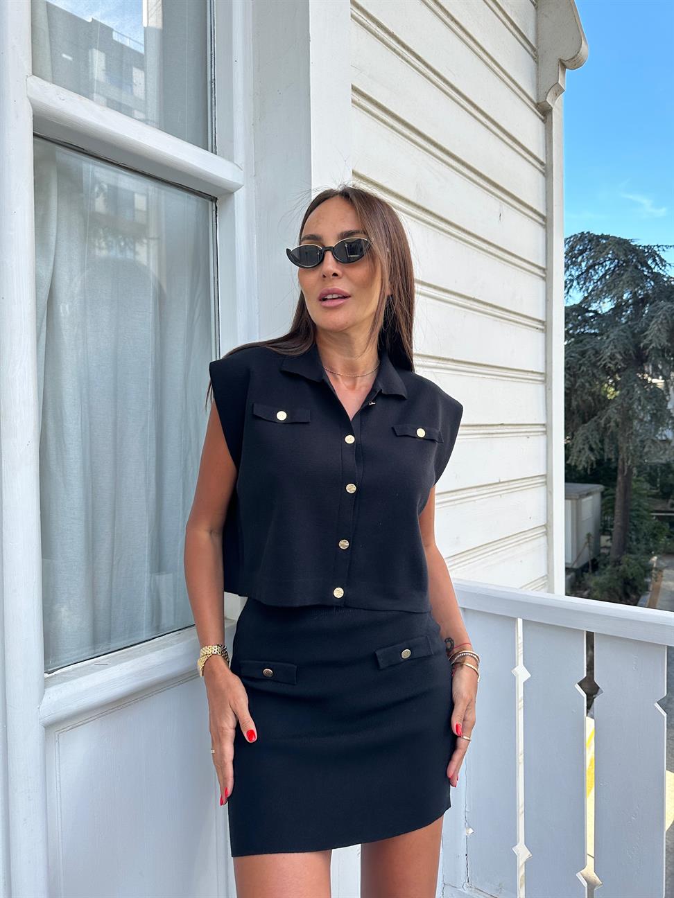 Siyah Polo Yaka Kolsuz Takım