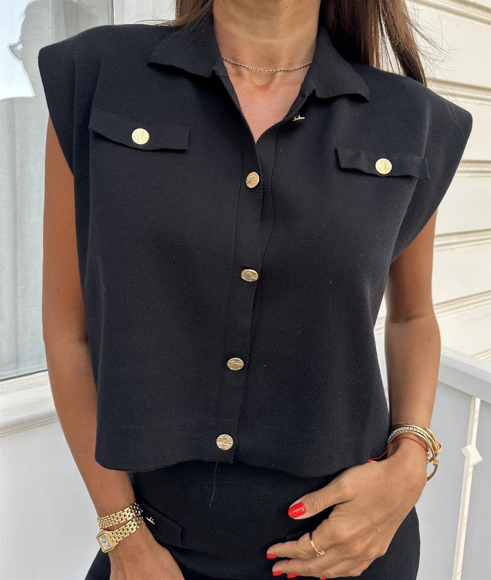 Siyah Polo Yaka Kolsuz Takım