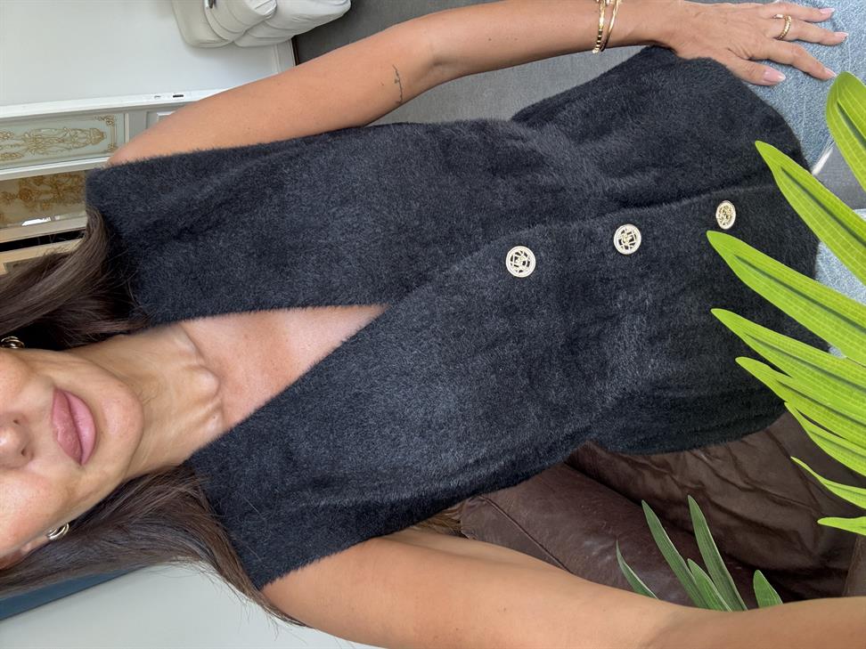 Siyah Sakallı Kumaş Yelek