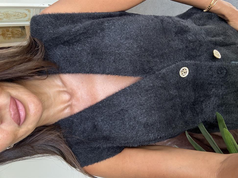 Siyah Sakallı Kumaş Yelek