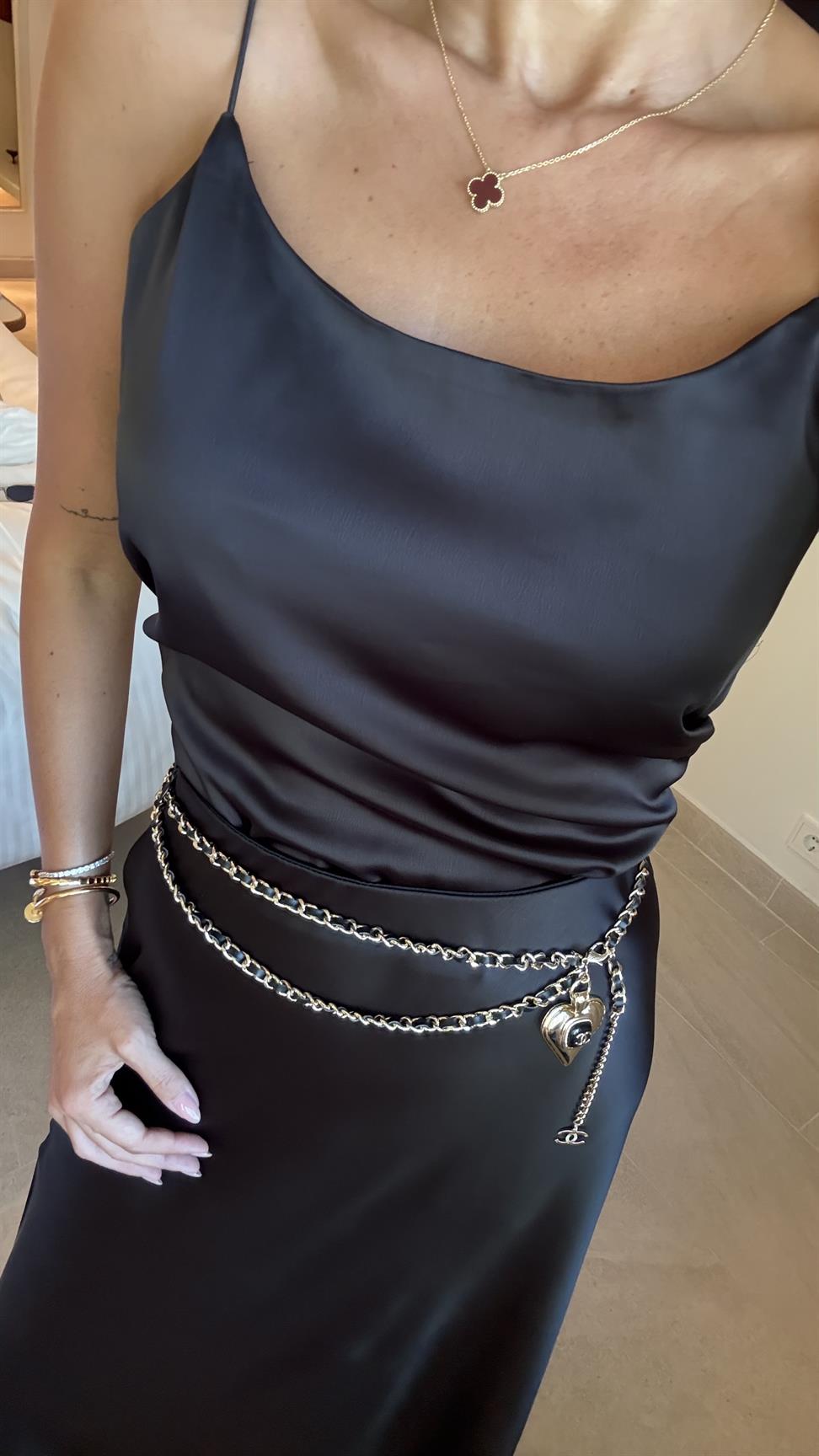 Siyah Saten Etek Bluz İkili Takım