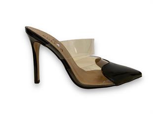 Siyah Şeffaf Tasarımlı Topuklu Terlik