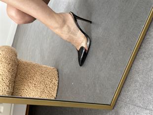 Siyah Şeffaf Tasarımlı Topuklu Terlik