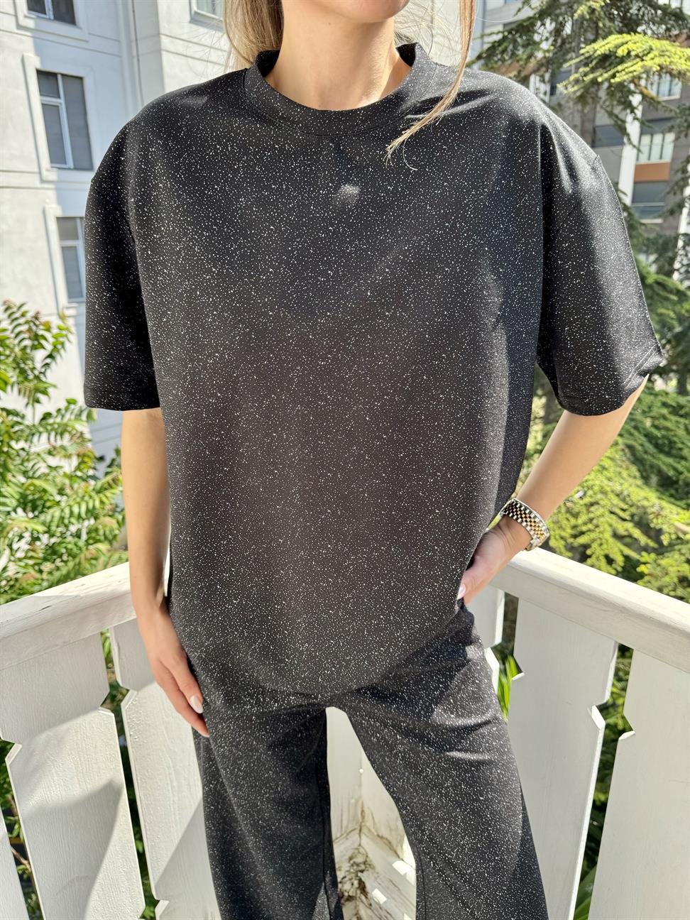 Siyah Simli Pantolon Takım