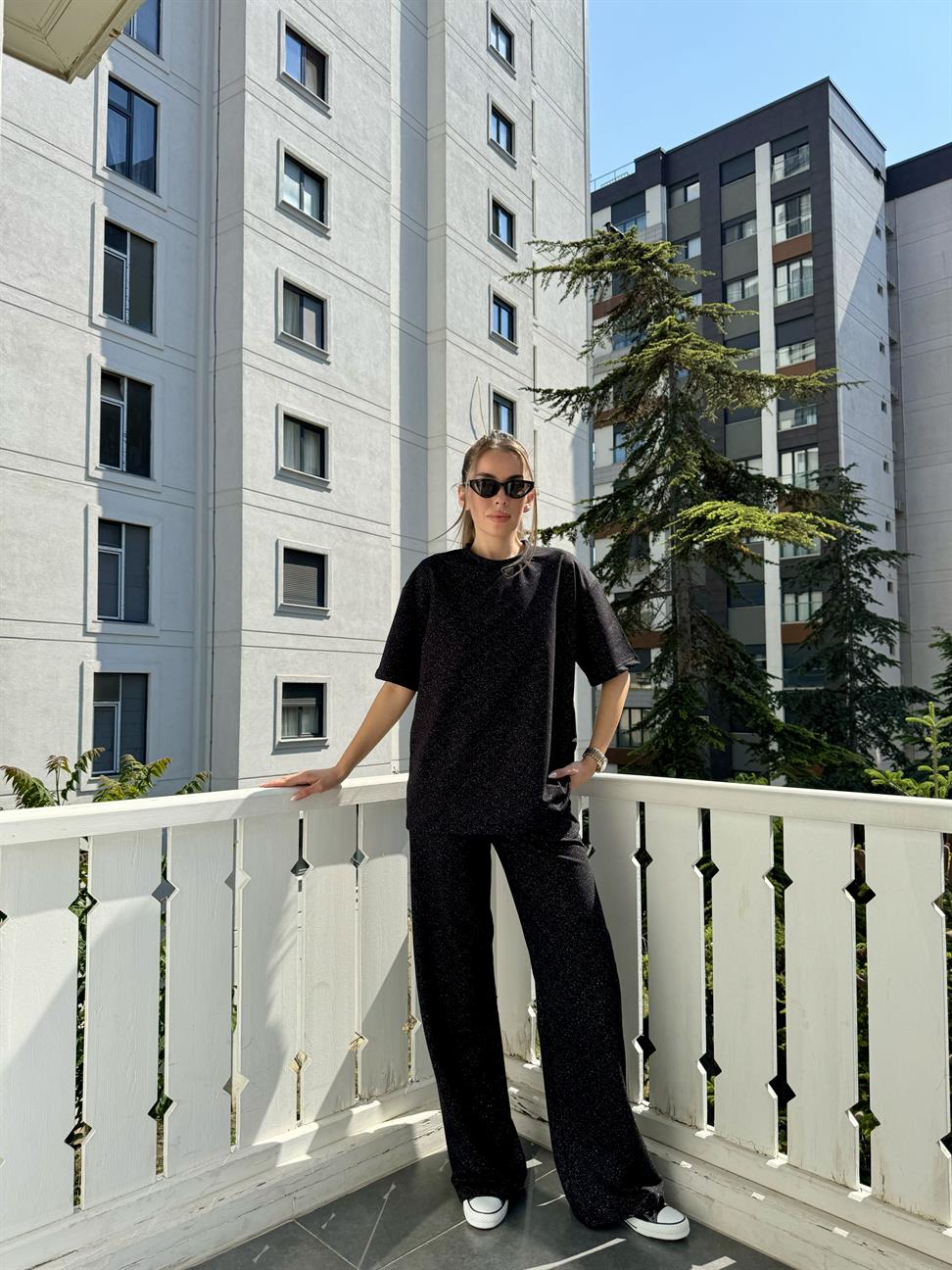 Siyah Simli Pantolon Takım