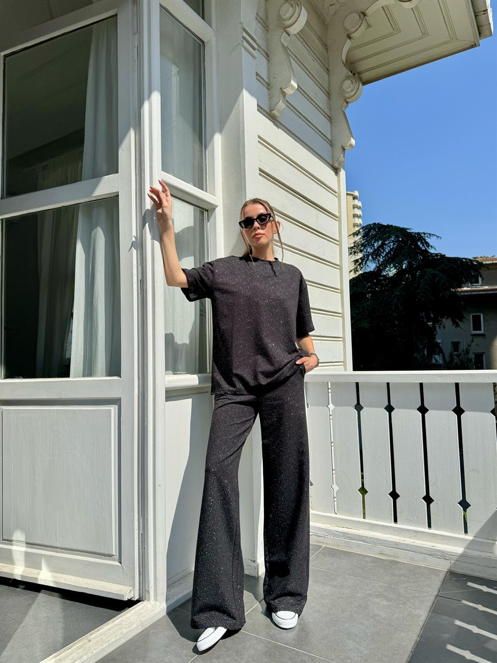 Siyah Simli Pantolon Takım