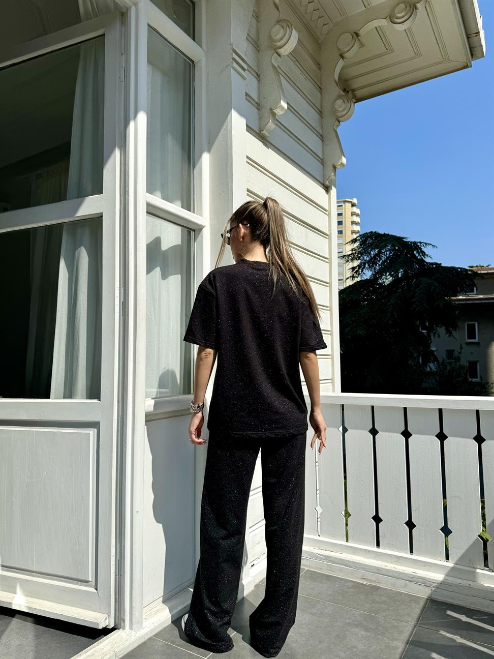 Siyah Simli Pantolon Takım