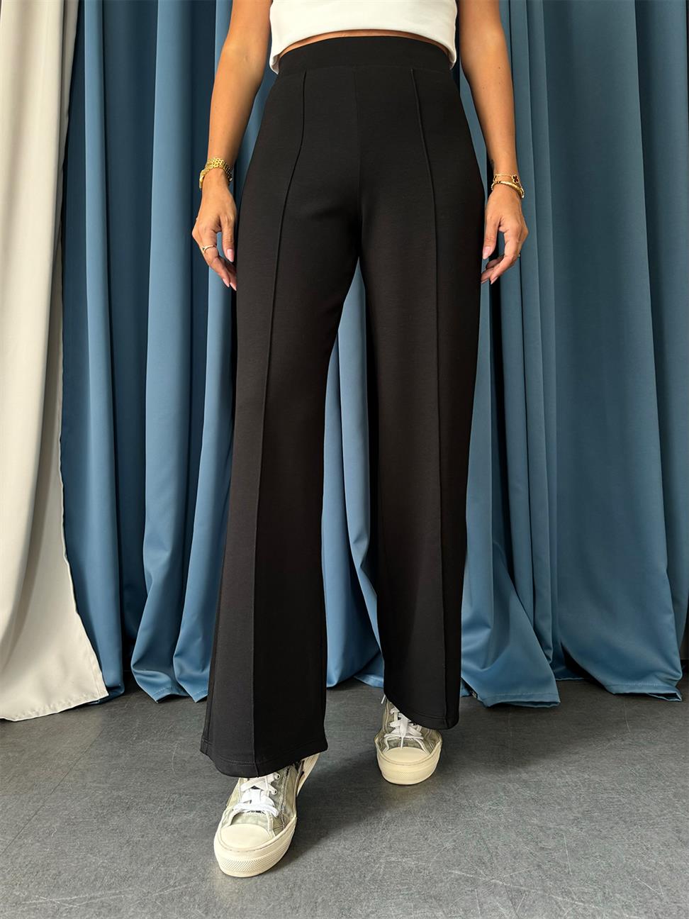 Siyah Takma Kemer Modal Pantolon