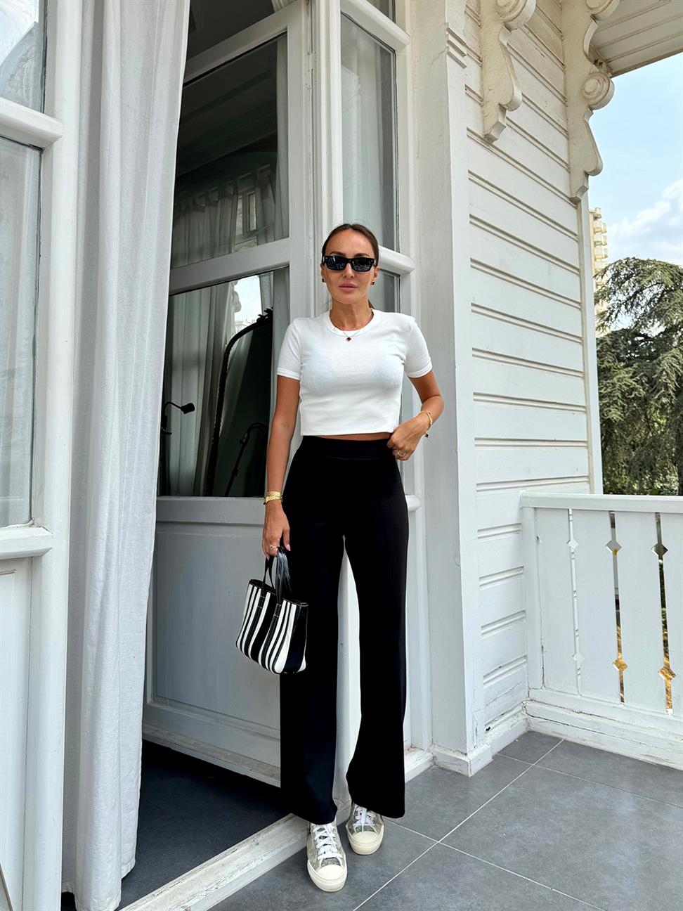 Siyah Takma Kemer Modal Pantolon