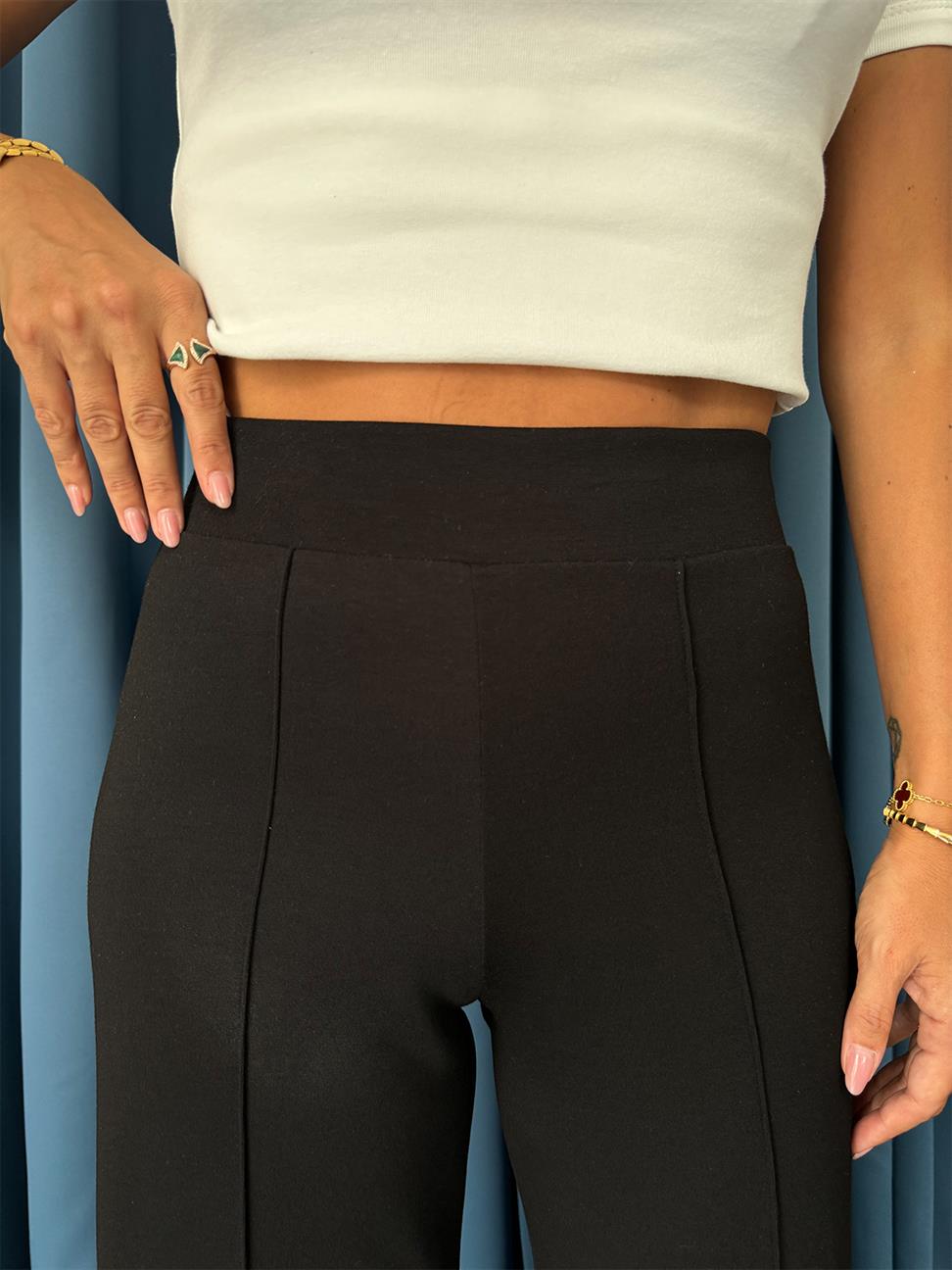 Siyah Takma Kemer Modal Pantolon
