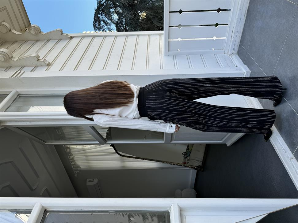 Siyah Taş İşleme Palazzo Pantolon