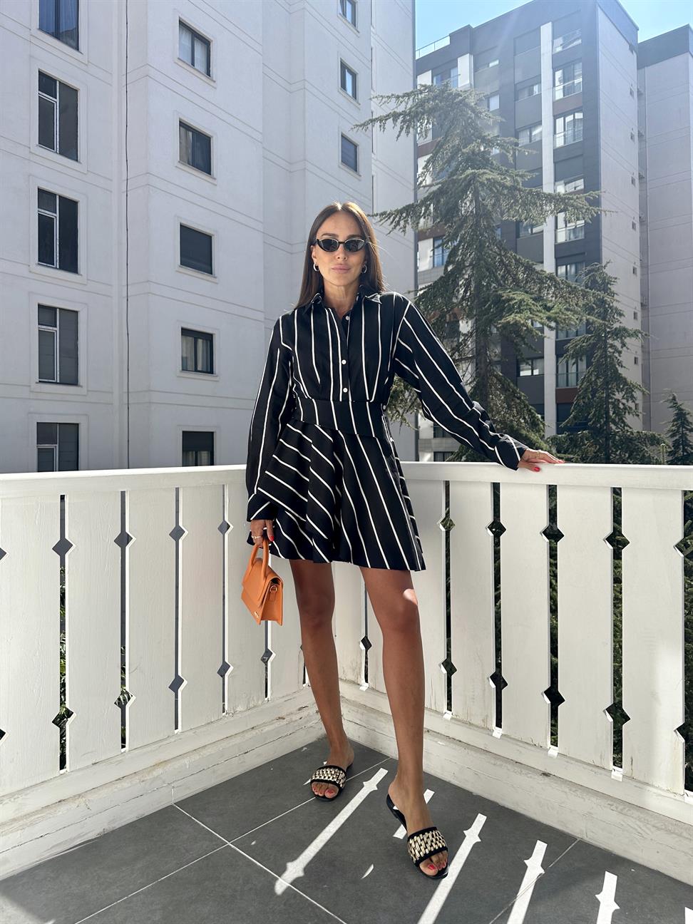 Siyah Tasarım Gömlek Elbise