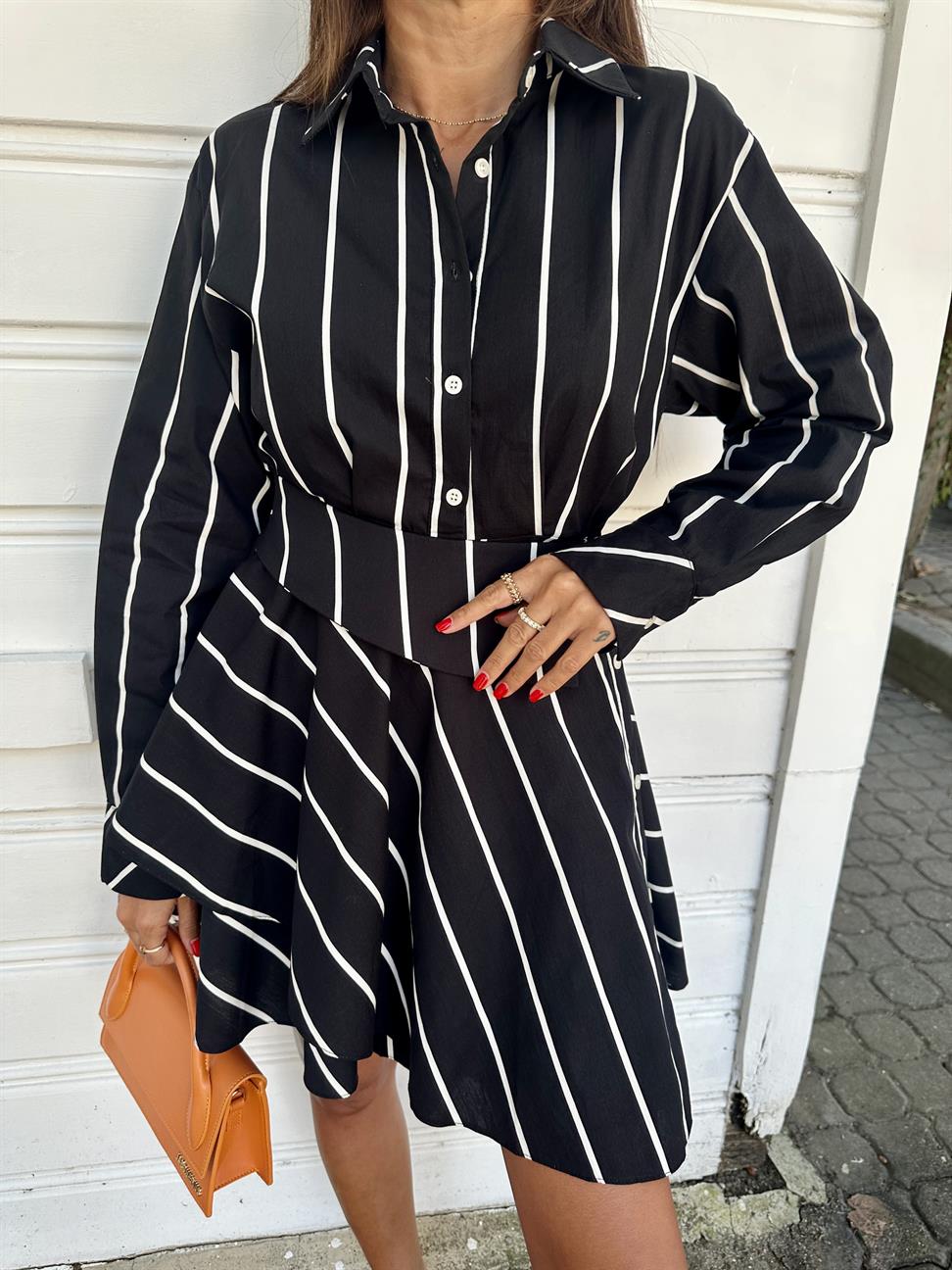 Siyah Tasarım Gömlek Elbise