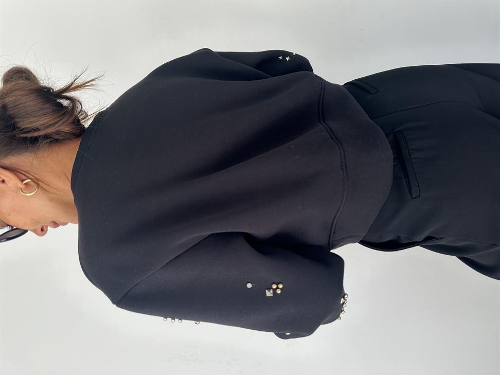 Siyah Taşlı Sweatshirt
