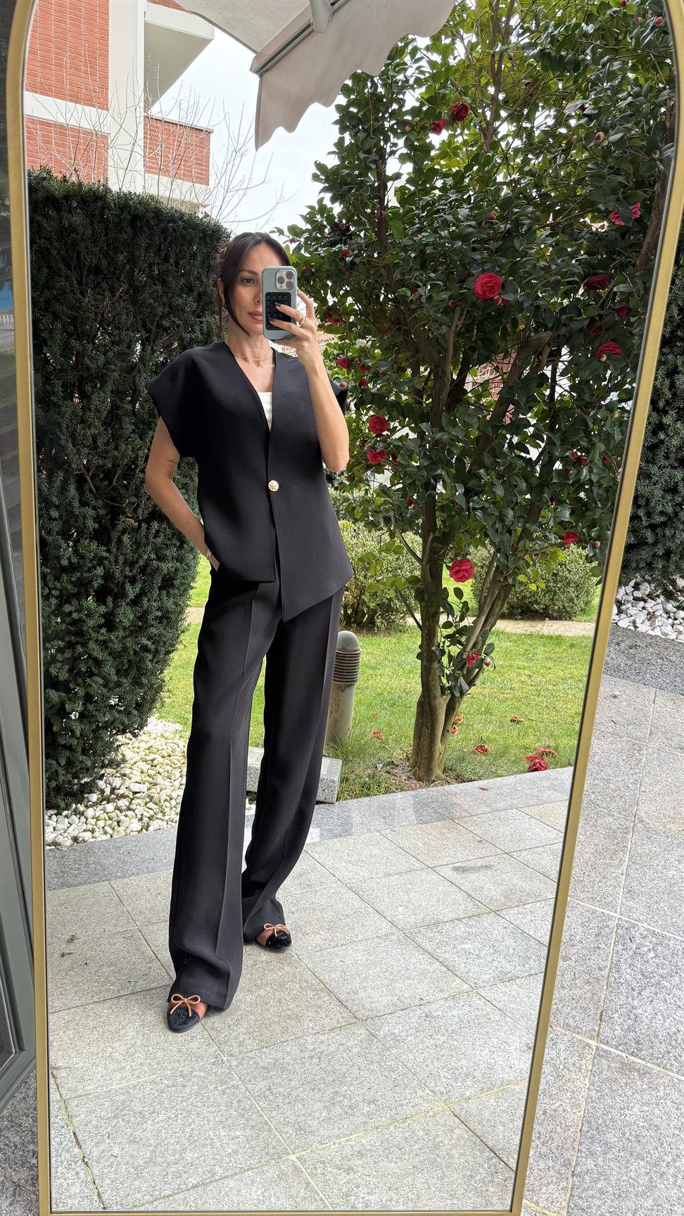 Siyah Tek Düğmeli Yelek Pantolon Takım