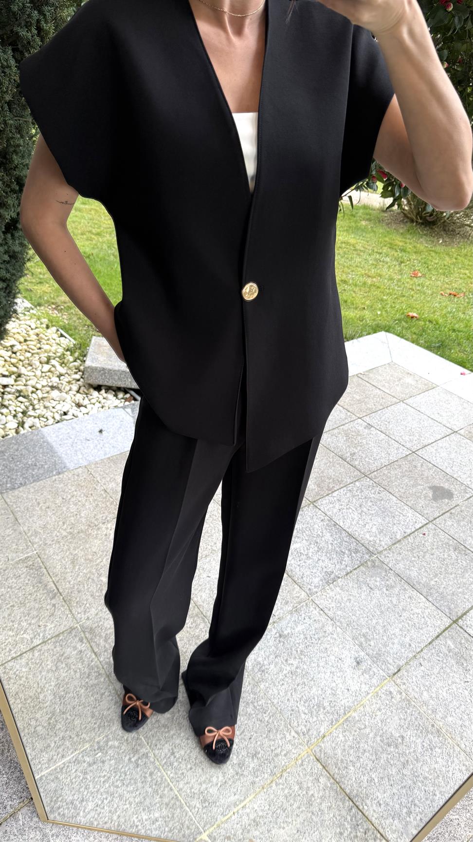 Siyah Tek Düğmeli Yelek Pantolon Takım