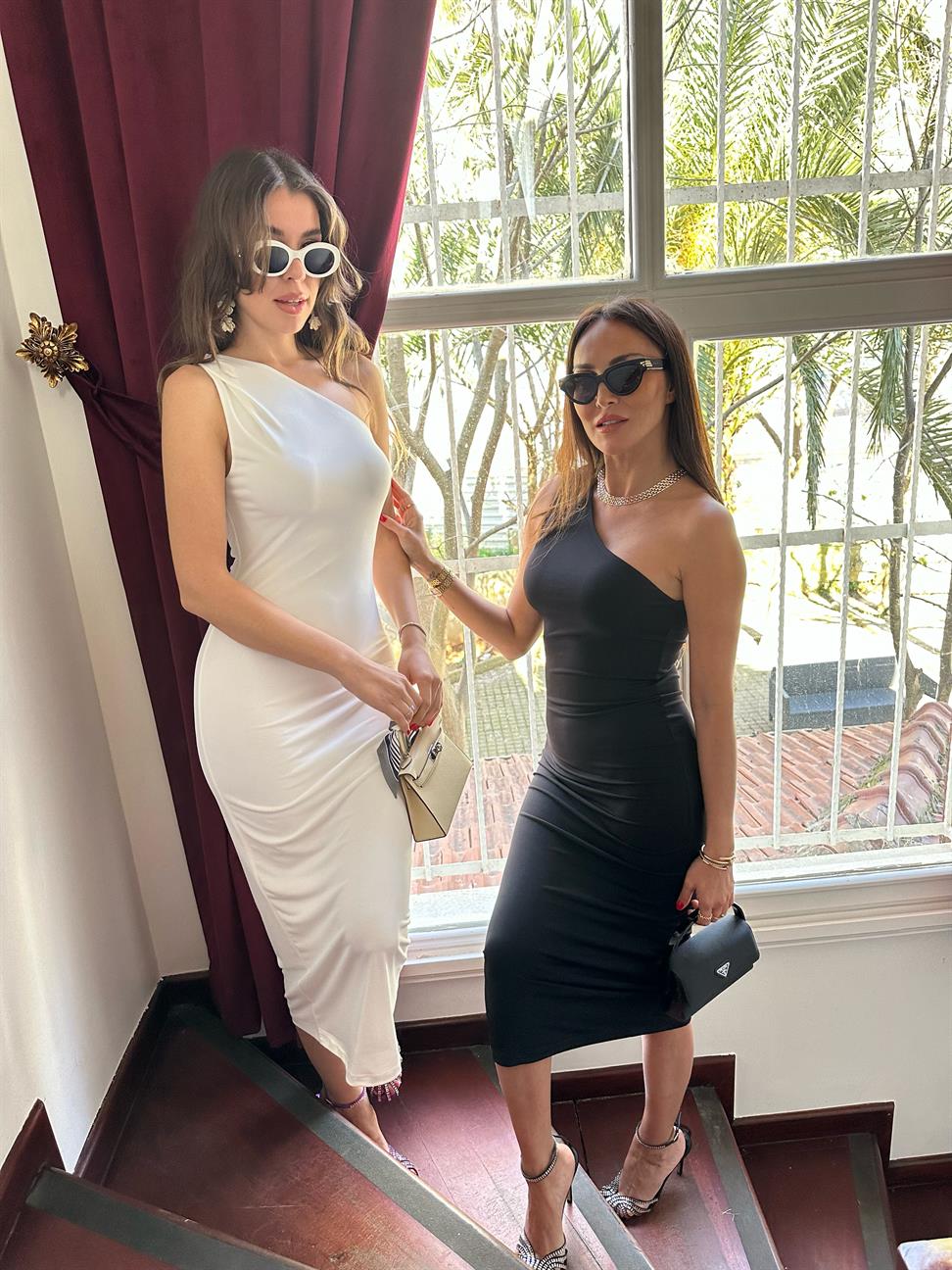 Siyah Tek Omuz Midi Elbise