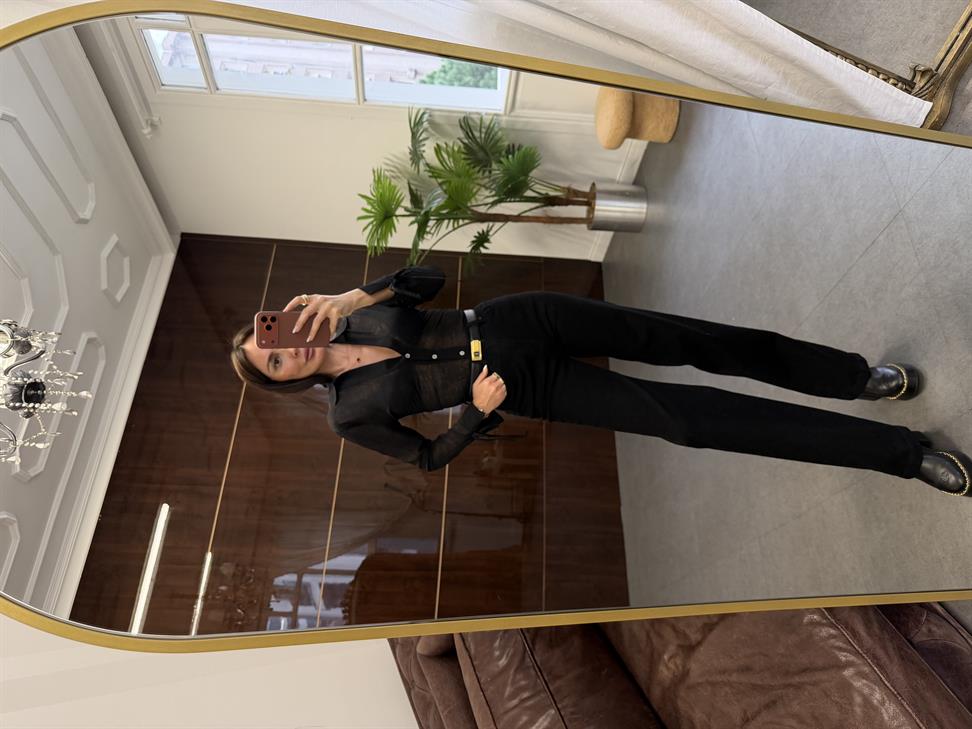 Siyah Transparan Kraşlı Gömlek