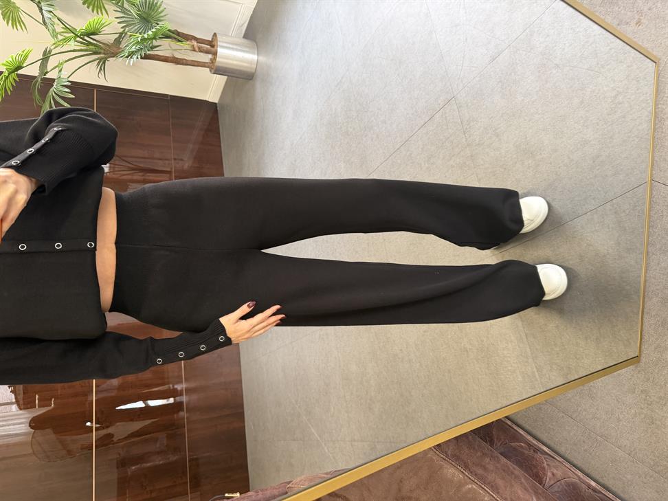 Siyah Triko Hırka Pantolon İkili Takım