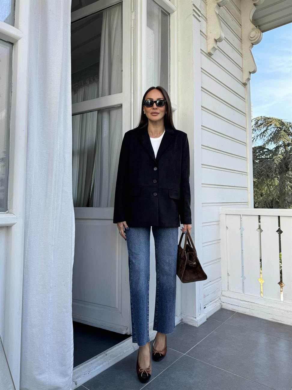 Siyah Üç Düğmeli Blazer Ceket