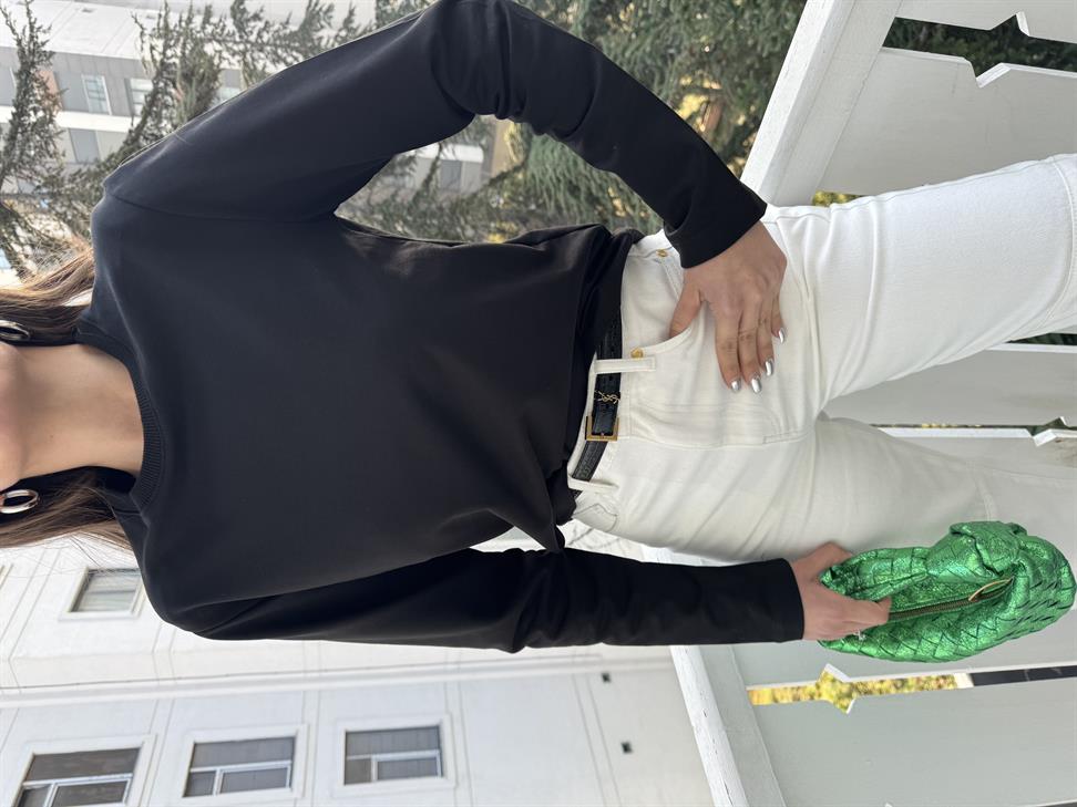 Siyah Vatkalı Sweatshirt