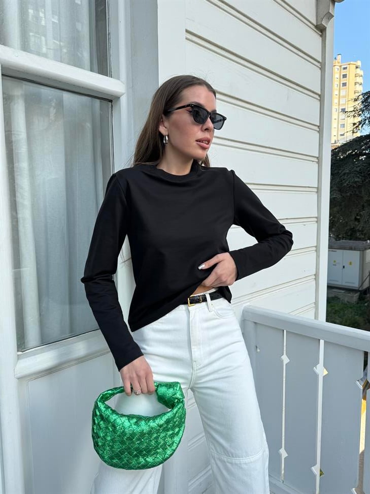 Siyah Vatkalı Sweatshirt