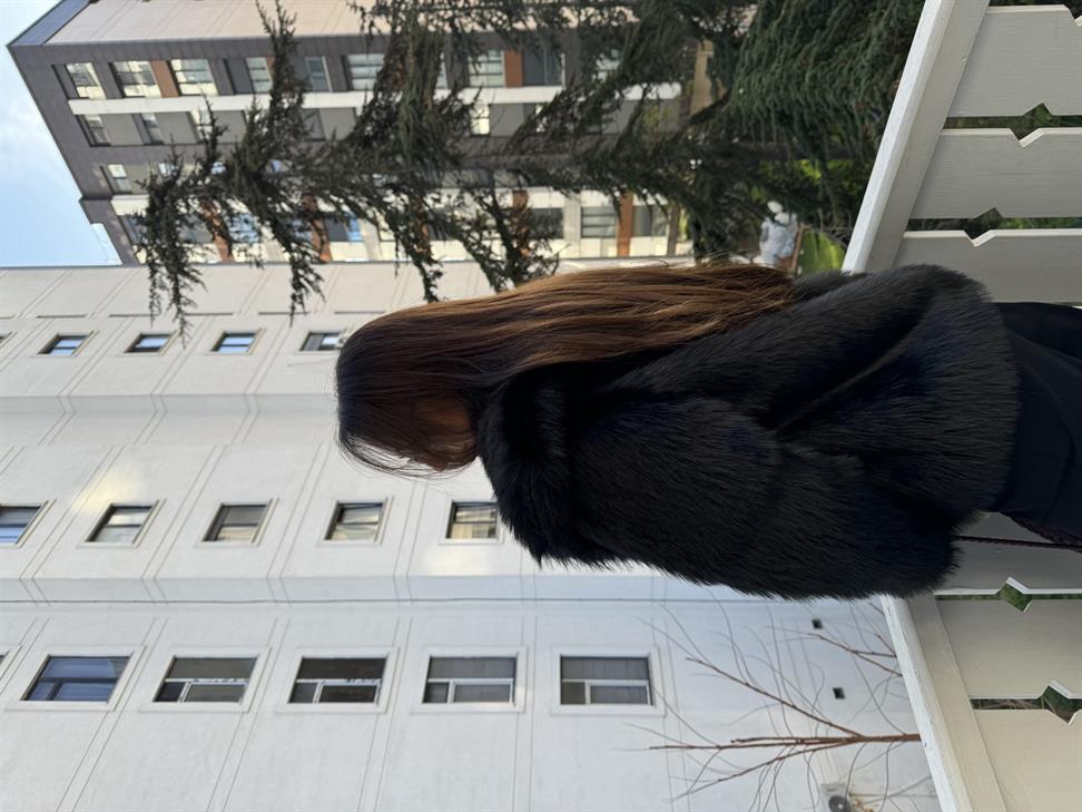 Siyah Vegan Kısa Kürk Ceket