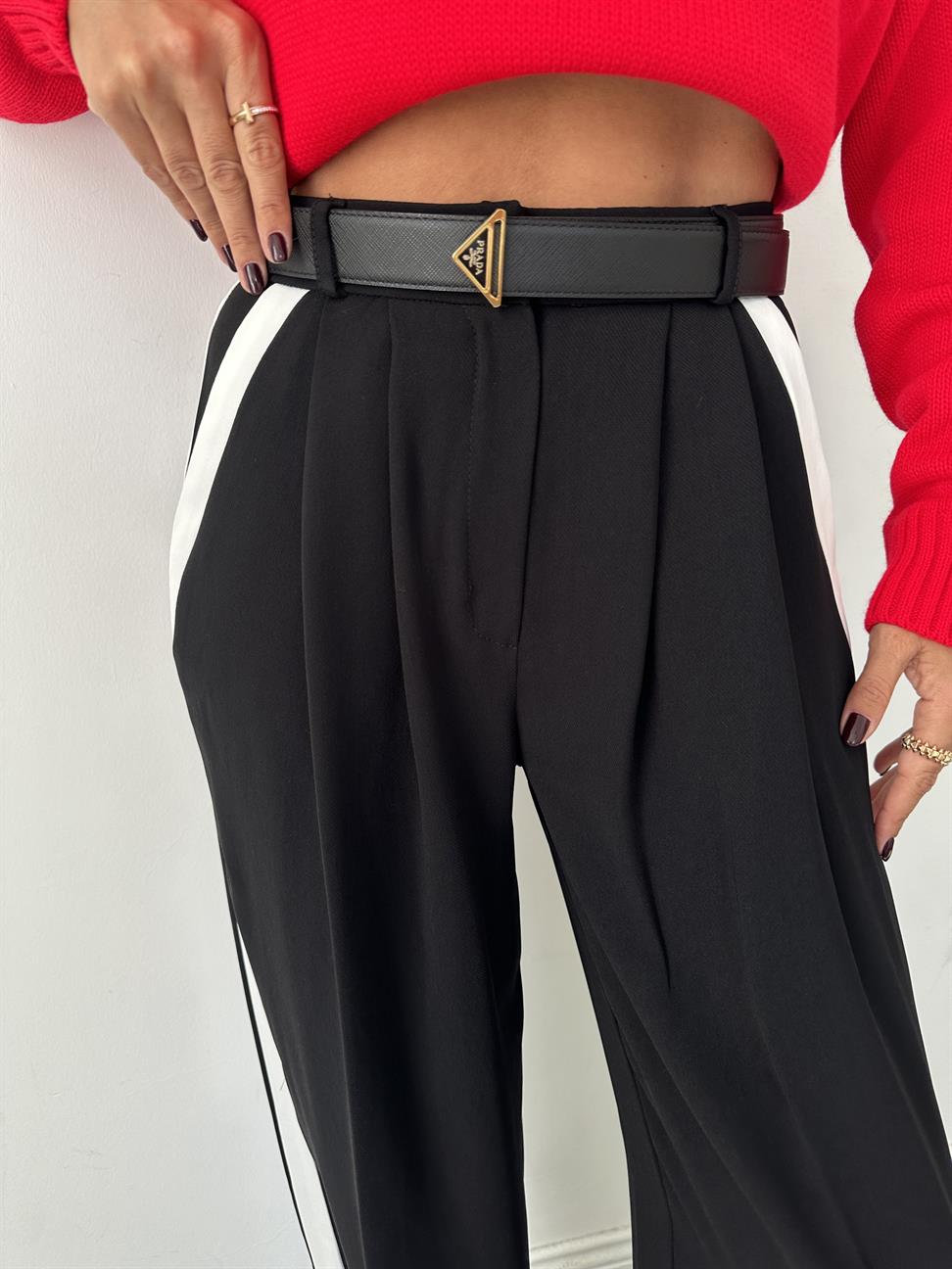 Siyah Yanları Şerit Detay Palazzo