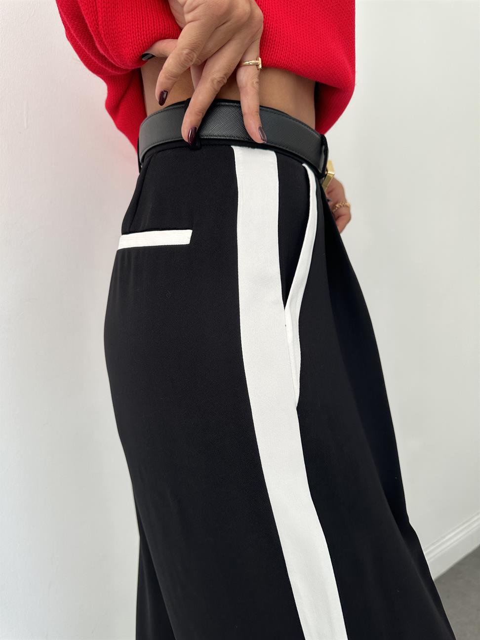 Siyah Yanları Şerit Detay Palazzo