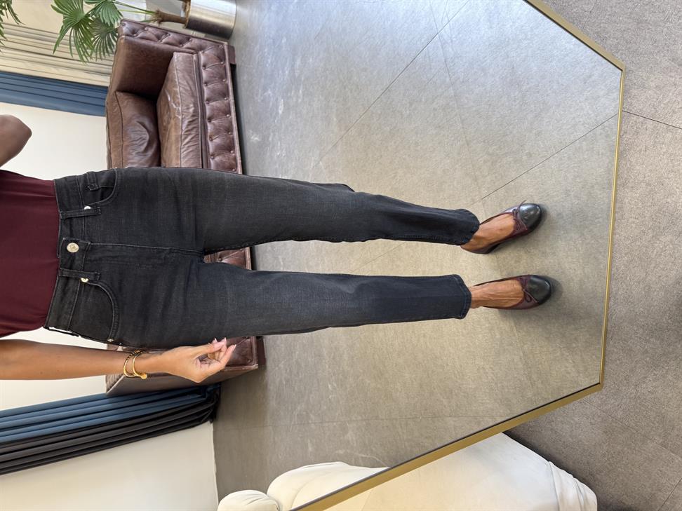 Füme Yüksek Bel Straight Fit Jean Pantolon